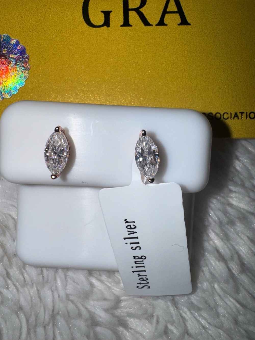 NEW Sterling Marquise Moissanite Stud Earrings, GRA Certified